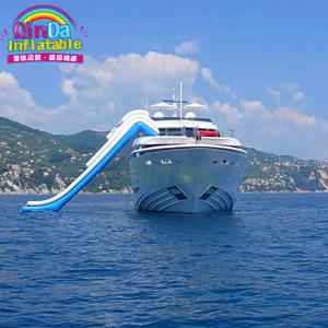 4m height inflatable dock slide floating inflatable yacht slide for ocean games