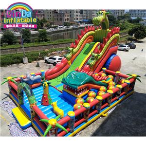 Bounce castle jumping fun city commercial giant dry inflatable dry slide for sale