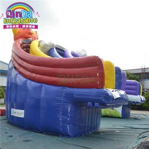 Commercial Water Park Colorful Stair Perosotan Inflatable Pool Rainbow Fur Slides For Pools