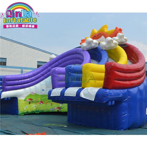 Commercial Water Park Colorful Stair Perosotan Inflatable Pool Rainbow Fur Slides For Pools