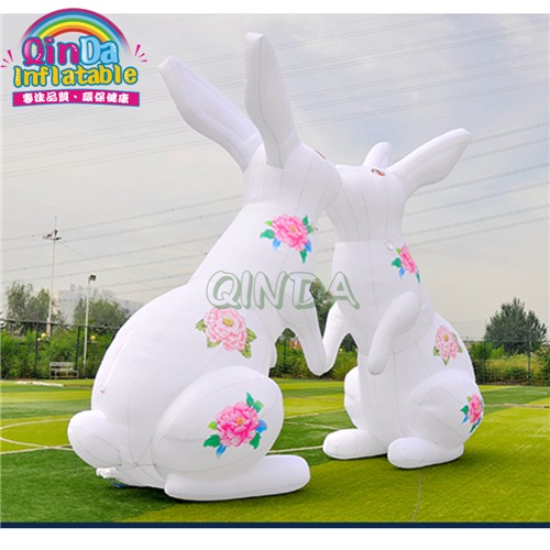 Customize inflatable White rabbit with light for advertising
