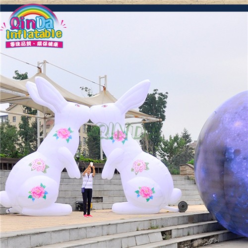 Customize inflatable White rabbit with light for advertising