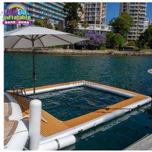 Yacht Slide Inflatable Floating Swimming Pool Ocean Sea Pool with Anti-jellyfish Net