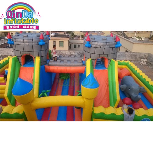 Inflatable trampoline with jumping bouncy inflatable castle inflatable fun city for kids