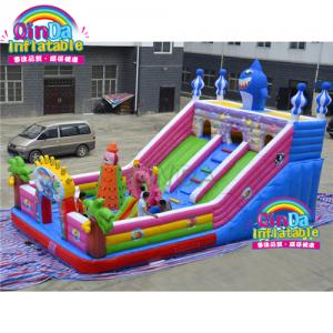 Custom-made big inflatable fun city, inflatable amusement park, bouncy castle with slide for kids