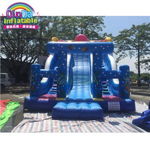 Commercial inflatable water park equipment, inflatable water slide with swimming pool 